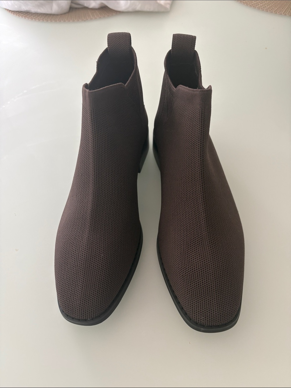 Women’s Brown Stretch Knit Chelsea Boots